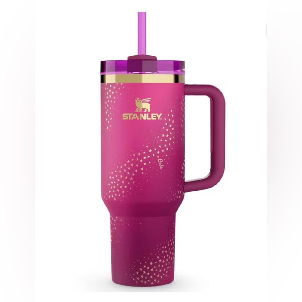 Stanley x Barbie 70’s Superstar Pink and Gold Tumbler with Straw